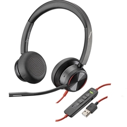 1701HP Poly Blackwire 8225 Stereo USB-C Headset +USB-C/A Adapter