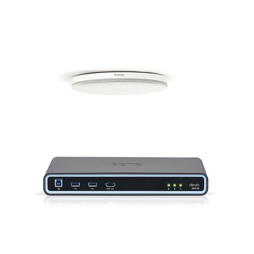 Devio conference room hub with Parlé ceiling mic