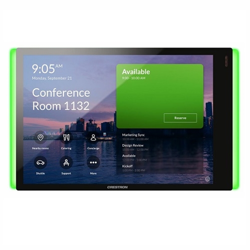 13110-1.jpg Crestron 7 in. Room Scheduling Touch Screen for Microsoft Teams Software, Black Smooth, includes one TSW-770-LB-B-S light bar