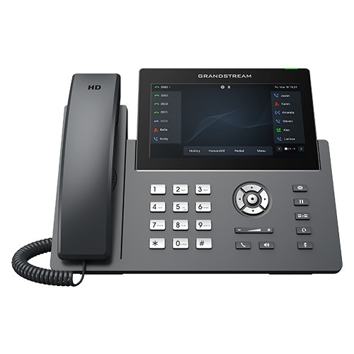 Grandstream 12 Lines, 6 SIP Accounts, 7in touch scrn (color), PoE + GigE, WiFi