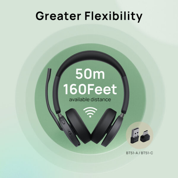 Yealink BH74 Wireless Active Noise Canceling Bluetooth Stereo On-Ear Computer Headset