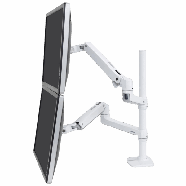 Ergotron LX Dual Stacking Arm with Tall Pole - White