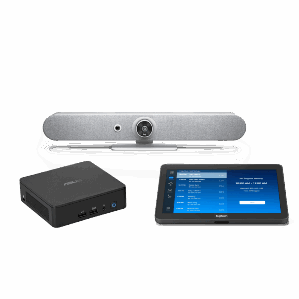 Logitech Rally Bar Mini White with Tap Zoom Base and Asus NUC Bundle
