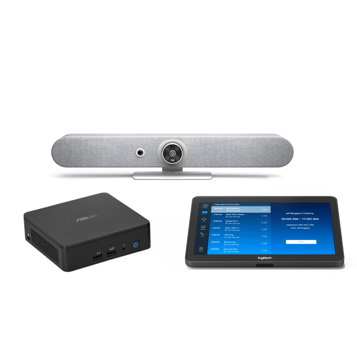 Logitech Rally Bar Mini White with Tap Zoom Base and Asus NUC Bundle ...