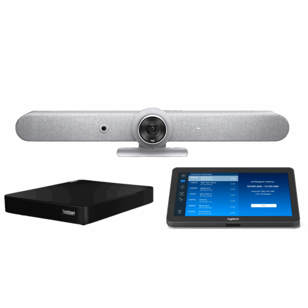 Logitech Rally Bar White with Tap Zoom Base and Lenovo ThinkSmart Core Bundle