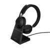 Jabra-Evolve2-65-UC-Black-Stereo-Docked Jabra Evolve2 65 Wireless Headset with Desk Stand