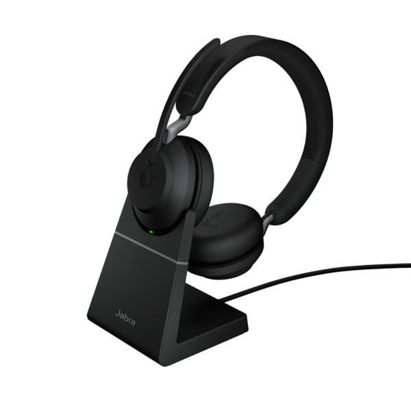 Jabra-Evolve2-65-UC-Black-Stereo-Docked Jabra Evolve2 65 Wireless Headset with Desk Stand